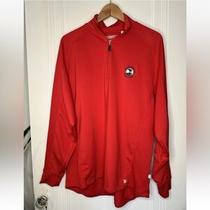 Mens Medium Pebble beach 1/4 Zip Red Ashworth Performance Pullover